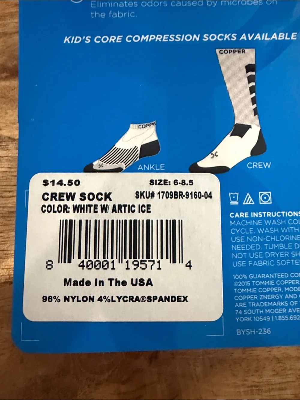 Boy’s Crew White Compression Socks Size 6 to 8.5